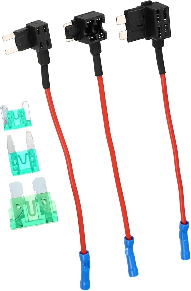 REPAIROCK 1 Set Universal 3pcs Car Fuse Tap Add a Circuit Adapter 12V with 3pcs 30A Standard Mini Low Profile Mini Blade Type Fuse Auto Replacement Parts - Image 1